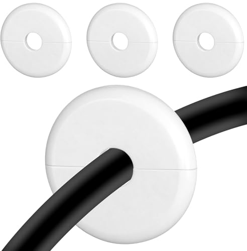 4 st vita vägghålskydd, 7 cm diameter kabelgenomföring för väggkabel passerar genom – sladdhållare för att organisera TV Ethernet Starlink-kablar, skyddar sladdar dekorerar hål