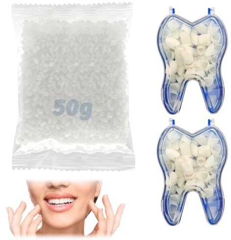 100 PCS Zahnreparaturset Dauerhaft,Zahnfüllungs Reparatursets,Zahnzement Provisorische Zahnfüllung,Reparatur Set Künstliche Zähne Zum Aufstecken Zahnersatz Zum Aufstecken,Natürlich 50g Zahnungsgel