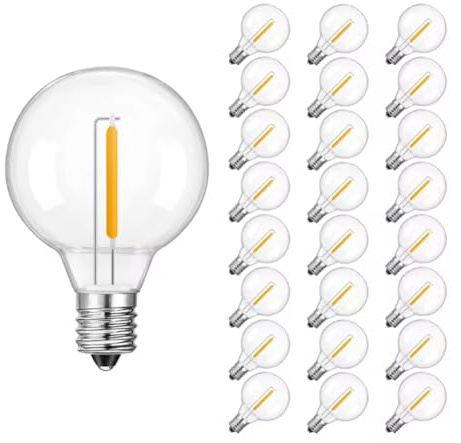 NONDK 25PCS Bombillas LED G40 de Bajo Voltaje DC12V 1W E12 de Plástico Reemplazo para Luces de Cadena Solares Fuera de la Red Camping RV
