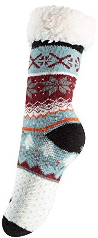 Yenita Calcetines con forro de peluche y suela ABS, cálidos calcetines noruegos, talla única, Talla única