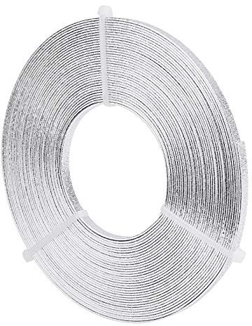 NBEADS 10m Aluminium Flachdraht, 5mm Breiter Silberner Craft Metalldraht, Weich Biegbarer Eloxiert Flacher Draht für Schmuckherstellung, 1mm Dick