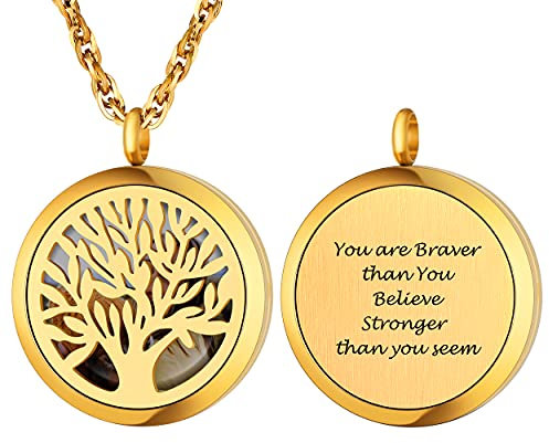 PROSTEEL Collier Femme Photo Personnalisé Plaqué Or Pendentif Médaillon Arbre de Vie Creux Personnalisable