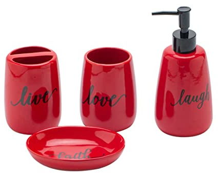 Badezimmer-Zubehör-Set, Keramik, Zahnbürstenhalter, Seifenspender, Seifenschale, Tumbler für Badezimmer-Dekoration und Geschenk, Marineblau, 4-teilig
