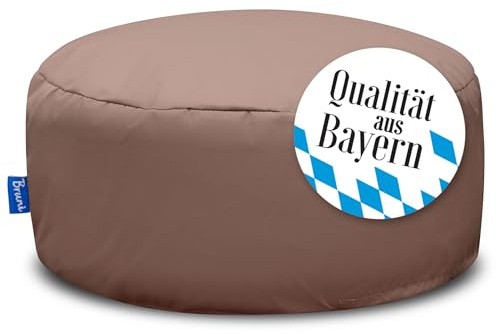 Bruni Pouf sittpall M i ljusbrun – rund sittpuff, inomhus och utomhus som fotpall, yogasittkudde, meditationskudde, tillverkad i Tyskland