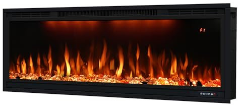 Benrocks 112cm Electric Fireplace,Recessed and Wall Mounted Heater,Touch & Remote & APP Control,Timer,Multi-Color Flame and Light, 62°F-99°F Thermostat