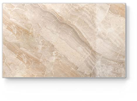 DEQORI Frühstücksbrett Glas | klein 23x14 cm | Motiv Helle Marmorfläche | Design Schneidebrett für Küche | Frühstücksbrettchen antibakteriell & rutschfest | Glasplatte & Servierplatte