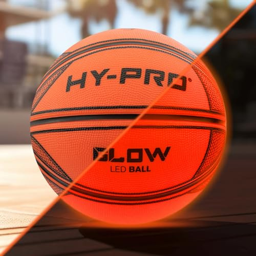 Hy-Pro Premium LED Glow Basketball storlek 7– LED-boll, stötaktiverad lysande basket med slitstarkt material och förbättrat grepp – perfekt lysande basket för nattspel