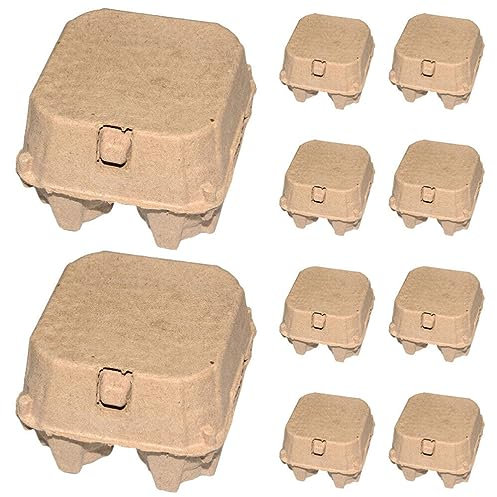 Alipis Kraft Pulp Egg Cartons - 4 Count Blank Cardboard Quail Holder, Paper Chicken Tray Family Containers Organizer, 10pcs