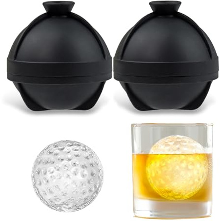 Bangp Golf Ball Ice Molds Set of 2,Whiskey Round Ice Cube Molds, Novelty Sphere Ice Molds Create 2.5 Inch Golf Ice Balls - Each Stone Keeps Your Drinks Cool and Unique,for Men and Women