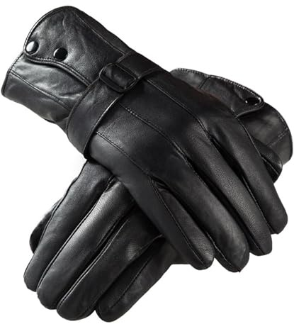 VKEID Guantes de Piel para Hombre Guantes de Cuero for Hombre, Guantes de Talla Grande for Montar en Motocicleta, engrosados, medianos y Largos Guantes de Invierno