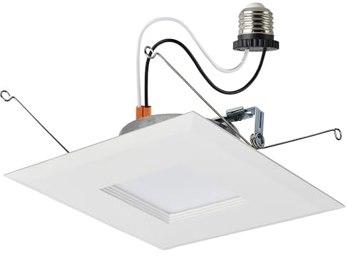 Satco LED Retrofit Downlight with Stepped Baffle, CCT Selectable 2700K/3000K/3500K/4000K/5000K, 5-6 Inch Square, White
