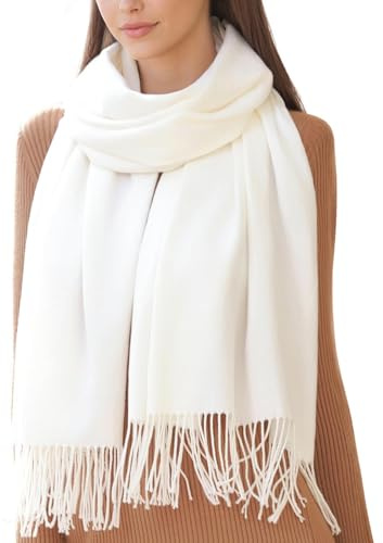 RIIQIICHY Ladies Cream Scarf for Women Scarves Wraps Winter Cashmere Like Pashmina Shawl Wedding Gifts