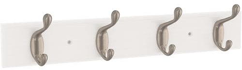 Franklin Brass Casual Curve Wall Mounted Pure White 16 in. Coat Rack, 4 Nickel Hooks, B46717K-PMN-C