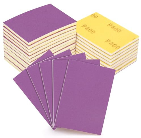 20 Piezas Grano 400 Esponjas de Lijado, Almohadillas de Lija Esponja Abrasiva Manual Lavable y Reutilizable Taco Abrasivo de Lijado para Madera Metal Cocina Muebles