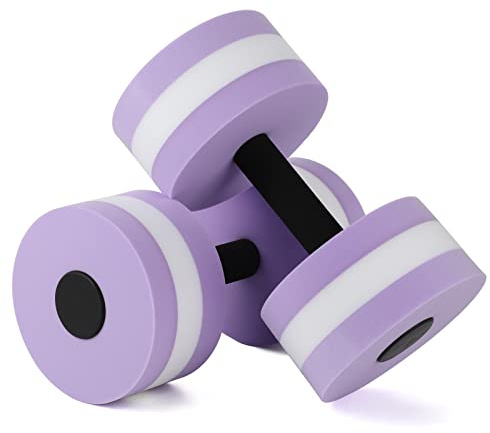 Buachois Lightweight Aquatic Exercise Dumbells,2 pcs EVA Foam Water Floating Dumbbells Yoga Sports Fitness Tools for Swimming Pool Exercise Aerobics Workout Equipment (purple)