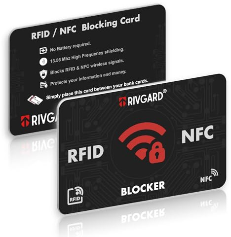 Rivgard x2 Cartes de Protection Anti-Ondes RFID et NFC, Protection pour Cartes sans Contact, Protégez Vos Portefeuilles et Porte Cartes efficacement, Carte Anti Piratage, Anti Fraude, Bloqueur RFID