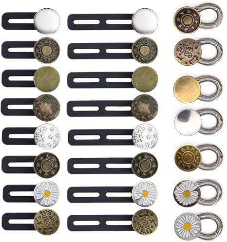 Duoleimi 24 st förlängningsknappar för byxband, justerbara byxknappar, förlängning i metall, knappförlängning, byxor, graviditet, för kvinnor, män, jeans