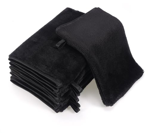 PHOGARY 6 Pack Toallas Bebés Infantil, Toallas de Lavabo Suaves para Bebés, Mini Toalla de Microfibra Franela, Facial Bidet Infantil con Colgador,13x20cm,Negro