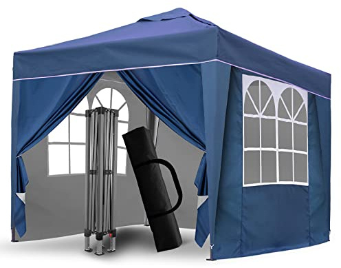 Gazebo impermeabile pop up tenda 2 x 2 m – baldacchino esterno per tutte le condizioni atmosferiche con pesi per campeggio, feste, eventi in cortile – facile installazione padiglione blu