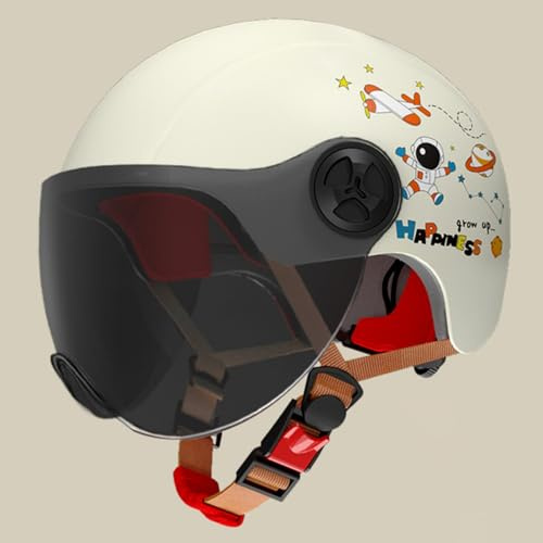 Casco De Moto Abierto para Niños Homologado ECE 22.06, Casco Jet para Moto Infantil con Visera Solar, Casco para Ciclomotor para Niños Y Niñas De 3 A 12 Años. H,48-54cm