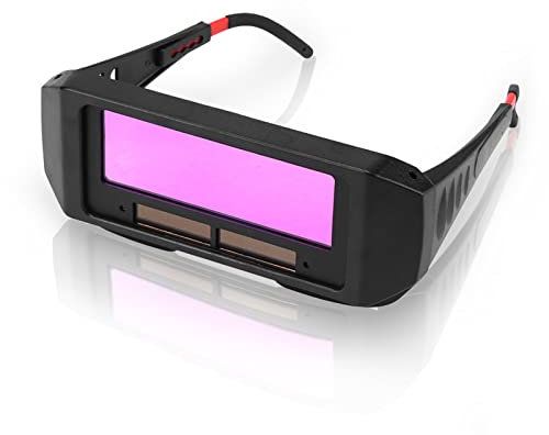Schweißerbrille, Solar automatische Verdunkelung Schutzbrille für Schweißen Augenschutz,aus PP-Material, verstellbarer Brillenrahmen, Solarbatterie