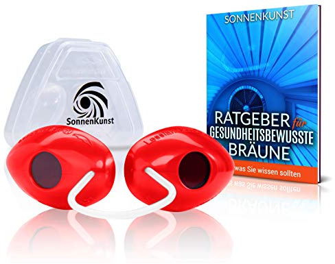 Sonnenkunst® Lunettes de protection solaire de qualité supérieure - Concept amélioré [2024] - E-book et boîte de rangement incluses - Lunettes UV pour solarium EN170