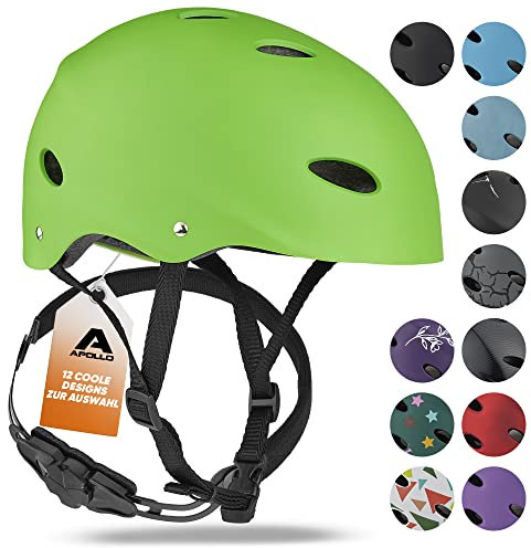 Apollo Skate-Helm/Kinder-Helm - Verstellbarer Skateboard, Scooter, BMX-Helm, mit Drehrad-Anpassung geeignet für Kinder, Erwachsene, in verschiedenen Größen und Farben