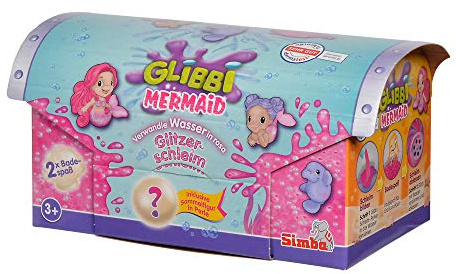 Simba Glibbi 105953370 Glibbi Mermaid Lot de 2 Jouets de Bain en Poudre pour Transformer l'eau en Slime, avec Figurines à Collectionner, sirène, Paillettes, Paillettes, 2 x 150 g, pour s'amuser dans