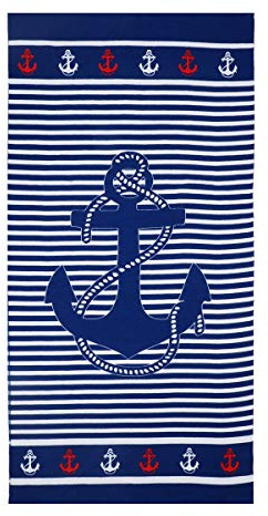 Sonia Originelli Strandtuch Anker Streifen Mikrofaser Handtuch Beach Maritim Farbe Anker im Seil
