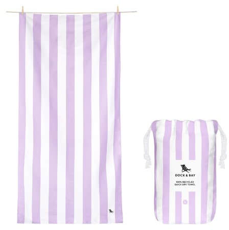 Dock & Bay Strandtuch - schnell trocknend, sandfrei - kompakt, leicht - 100 % recycelt - inklusive Tasche - Cabana Light - Lombok Lilac - Extra Large (200x90cm, 78x35)