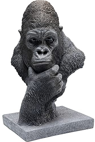Kare Design Figura Decorativa Thinking Gorilla Head, Nero, Busto Gorilla Riflettente, Stile Giungla, Esotico, Pop Art, Portacappelli, Cuffie, Pezzo Unico, 50X30X26Cm (A/L/P)