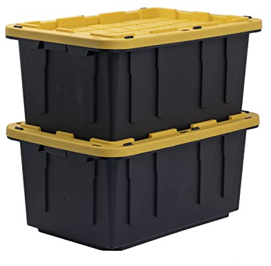 CX Heavy Duty 17-Gallon Stackable Plastic Storage Bins with Lids, 2 Pack