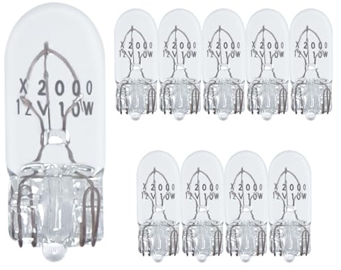 OHLECTRIC T3.25 Soft White Clear Pure Xenon Gas Bulbs with Wedge Base | 10W Dimmable Light Bulbs with100L & 2800K Color Temperature | (Pack of 10) OL-46160