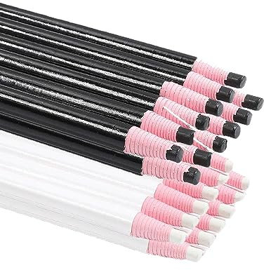 (Schwarz & Weiß 24Stk.) Schneiderkreidestifte zum Nähen, 12 Stück farbechte & wasserunlösliche Schneiderkreidestifte zum Markieren und Nachzeichnen