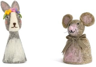 LK Trend & Style Eierwärmer aus Filz - Doppelset für das Paar liebevolle Tiere (Hase + Maus)