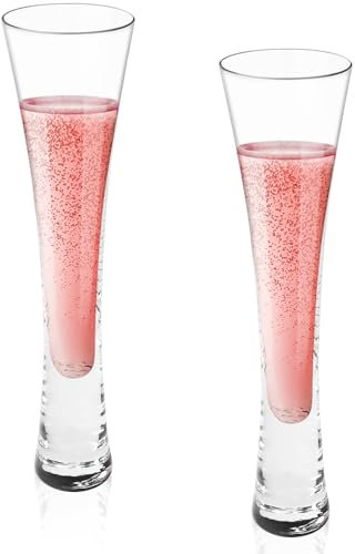 VEGOATY 2er Set Glas Sektkelche, 145ml Klares Kristall-Champagnergläser Mundgeblasen, Likörgläser Champagnerflötengläser Proseccoflöten Stemless für Catering Hochzeiten Bars Partys Familientreffen