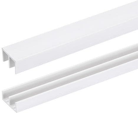 sourcing map 2Set White Plastic Sliding Door Track, Sliding Glass Window Track for 1/4 Thick Panels, for Closet Glass Cabinets Door Track (4Ft Long)