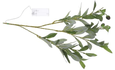 Generic Faux Olive Branch Lamp with Led Lights Realistic Simulated Olive Leaf Stems for Vase Decoration Indoor Lighted Tree Branch for Home and Office 17.72 Inch Green Night Light