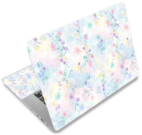 Mibbxea 15–15,6 tums vinyl laptop skin klistermärke, återanvändbara laptop-klistermärken för 13 13,3 14 15,4 tums netbooks, dekorativa, reptåliga, vattentäta, dammtäta (083 färgglada blommor)