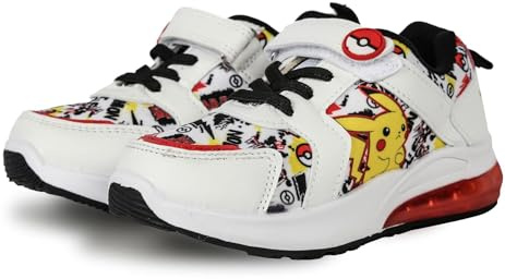 Scarpe da ginnastica per bambini Pokémon Ufficiali con LED, modello Pikachu, suola lampeggiante, tomaia in PU e chiusura con sfioramento della Palla Poké, design esclusivo A2Z 4 Kids, taglia UK 9-2