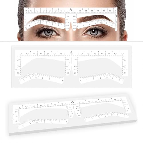 Disposable Eyebrow Ruler Stickers for Microblading & Permanent Makeup – Precision Adhesive Brow Mapping Tool for Tattoo Artists & At-Home Use – Eyebrow Measurement Stencil for Shaping (50Pcs A Type)