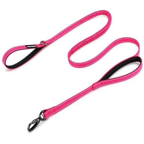 2025 Upgraded 6-8 FT Heavy Duty Dog Leash for Medium and Large Dogs, Reflective No-Pull Bungee Leash with Double Padded Handles and Locking Carabiner Clip, Durable Thick Nylon for Walking, Running
