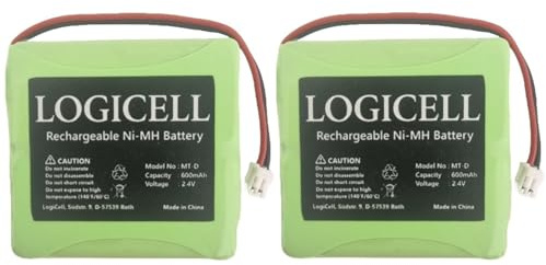 2 x Original LogiCell Akku für AVM Fritz!Fon MT-D, Medion MD81877 / MD82877 / MD82772, Audioline Slim DECT 500/502, T-Com Sinus A201, 5M702BMX NIMH Telefon Accu 600mAh 2,4V