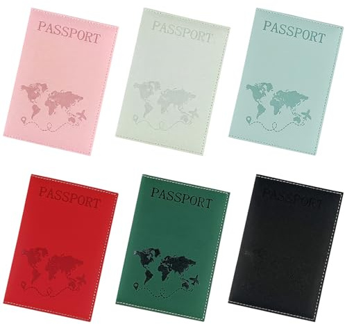 SJDOFU Passport Holder, 6PCS PU Leather Passport Cover, Passport Holder Cover for Storing Passport Creditcard Boarding Passes