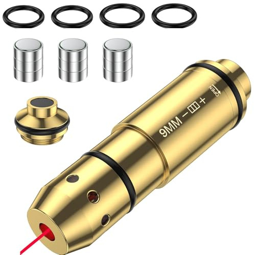 9mm/45ACP/40s&w/38SPL Cartouche D'entraînement Laser pour Systèmes D'entraînement au Tir à Sec Cartouches D'entraînement en Laiton de Qualité Supérieure H59 avec Pack de 6 Piles