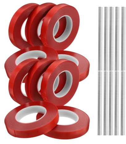Toyvian Ruban de Reliure pour Plantes 10 Rouleaux PVC Rouge avec Agrafes, Facile à Utiliser, Rapide et Pratique pour Jardins et Patios