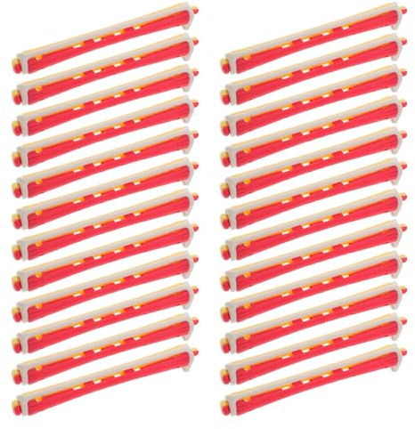MALUGOGO 24 Varillas para Permanente Ondas Frías, Rulos Pelo Pequeños 9x91mm, Juego de Rizadores sin Calor 24 Piezas, para Peinados Caseros y Salón, Adecuados para Cabello Corto y Largo