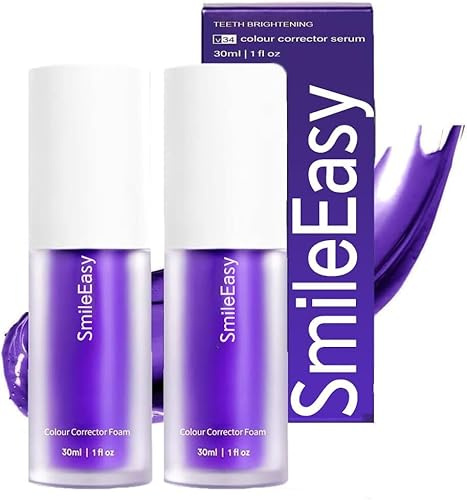 Purple Blanqueador dental V34,Blanqueamiento Dental Pasta de Dientes Morada,Pasta de Dientes Blanqueadora,Corrector de Color dientes,Teeth Whitening de Viaje (2PCS)