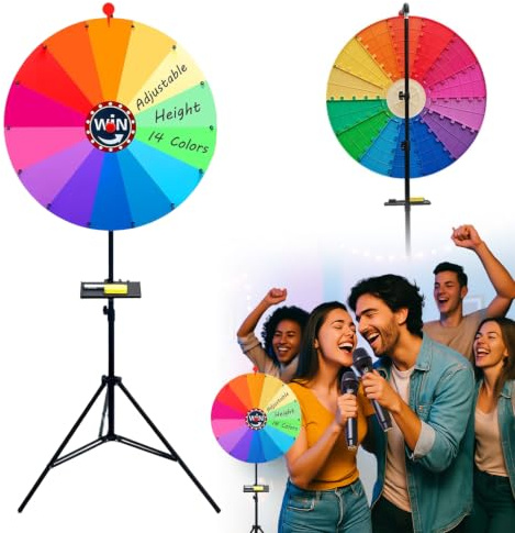 Lyckohjul för vridning stor mångsidig, 61 cm lyckohjul leksak färg hjul spel för lotteri spel ordspel, 24 tum lyckohjul för vridning akrylplatta, 54 x 54 x 11 cm prishjul Lucky Wheel med stativ