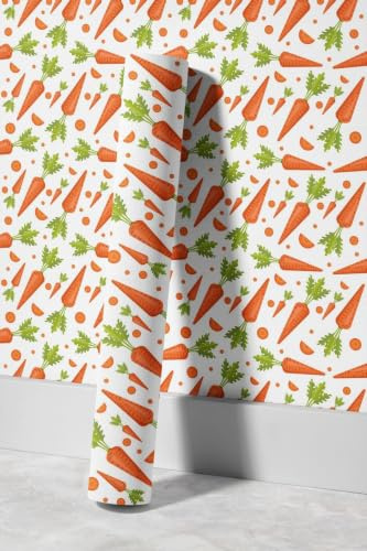 EHOMERY Papier Peint xxl Salon As Creation Intissé Mignon Et Réconfortant Carotte Couleur Orange Fleur Autocollant Groovy Papier Adhésif Imperméable Résistant À L'Huile 45x500cm